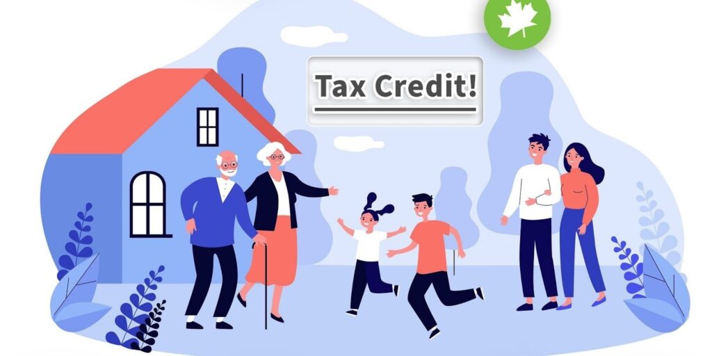 Canadian family tax credit illustration with seniors and children